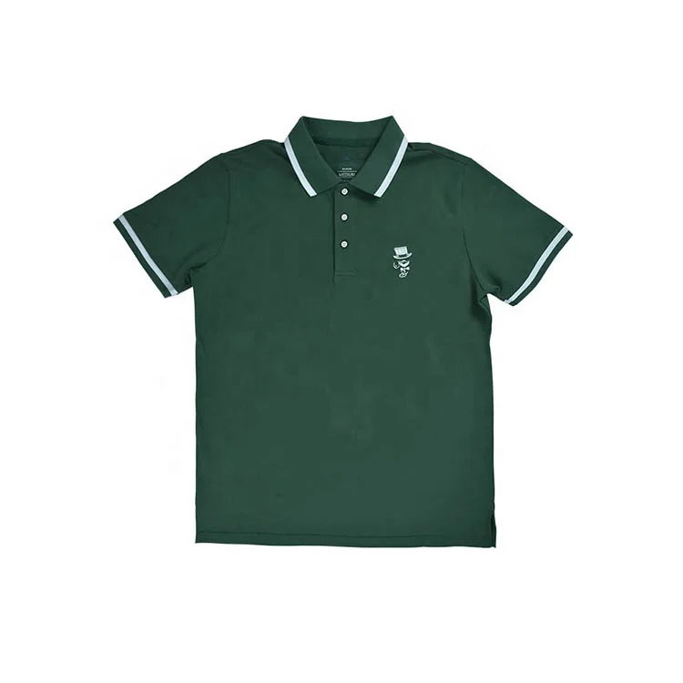 

Custom Embroidery Pique 100% Pima Cotton Golf Green Mens Polo Shirts