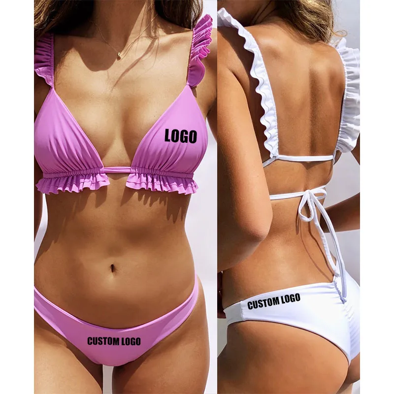 

Free Shipping Swimsuits for Women Women Swimwear Galore Two Piece Bikini Push-Up Pad Ruffled Swimwear Swimsuit Beachwear