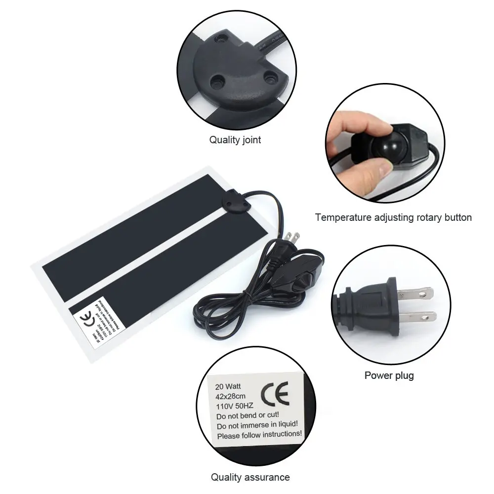 

Popular Customized 20W Terrestrial Reptile Under Tank Heater Mat for Glass Terrariums