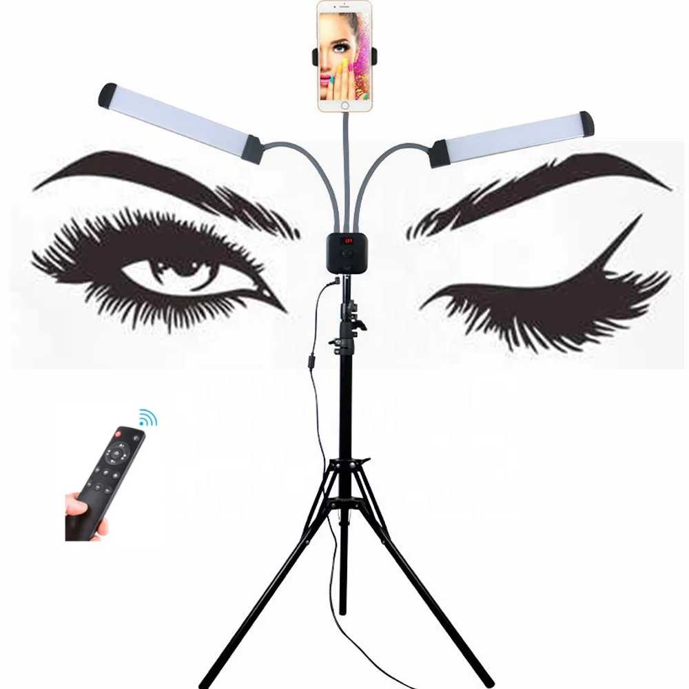 

Best Wholesaler 60W Bi-color Lighting Flexible Arms With Two Head Lamp For Eyelash Extension Makeup Beauty Selfie Led Fill Light