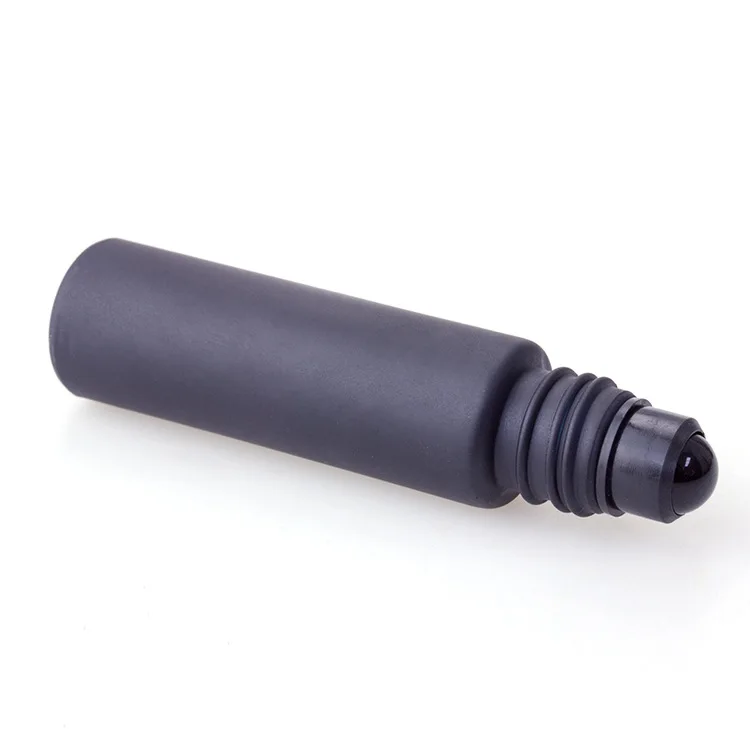 

Hot sale 5ml 10ml matte black essential oil roller bottle with black cap