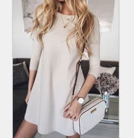 

2019 New Casual Half Sleeve Women Pure Color Pencil Dress Summer