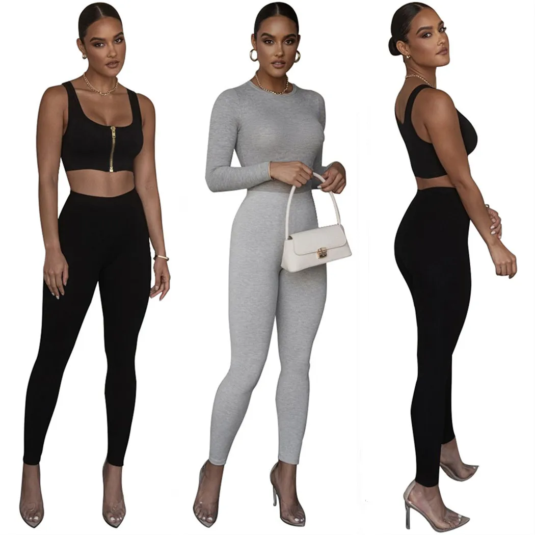

Hot selling women's new sexy slim rib Leggings in autumn and winter