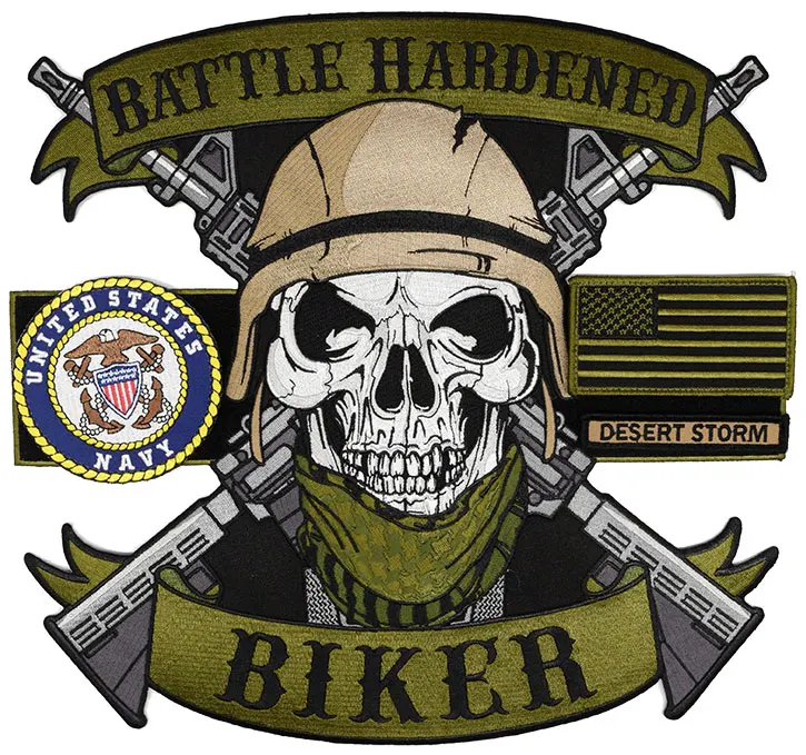 

Best Quality Customized Biker Embroidery Patch fully embroidered with iron on backing for shirts and bags customized patches, As picture