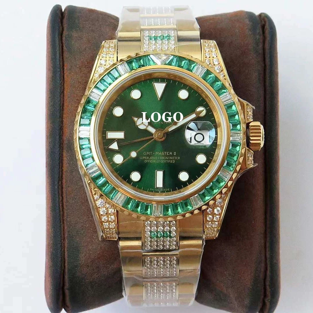 

Luxury Diver Super Watch 904L steel 116758SANR ETA 2836 movement Ice Cube Diamond for men GMT Master Rolexables watches