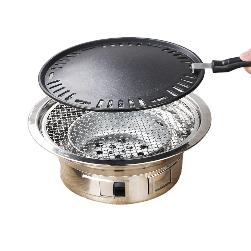 

Gourmet Sale Japanese Korean Charcoal BBQ Grill Smokeless Barbecue Yakiniku Indoor Table Top Commercial stainless BBQ Grill, Silver