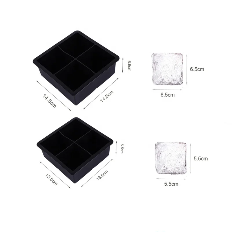 

BPA free easy-released 4 holes square13cm M size ice ball maker silicone ice cube tray mold