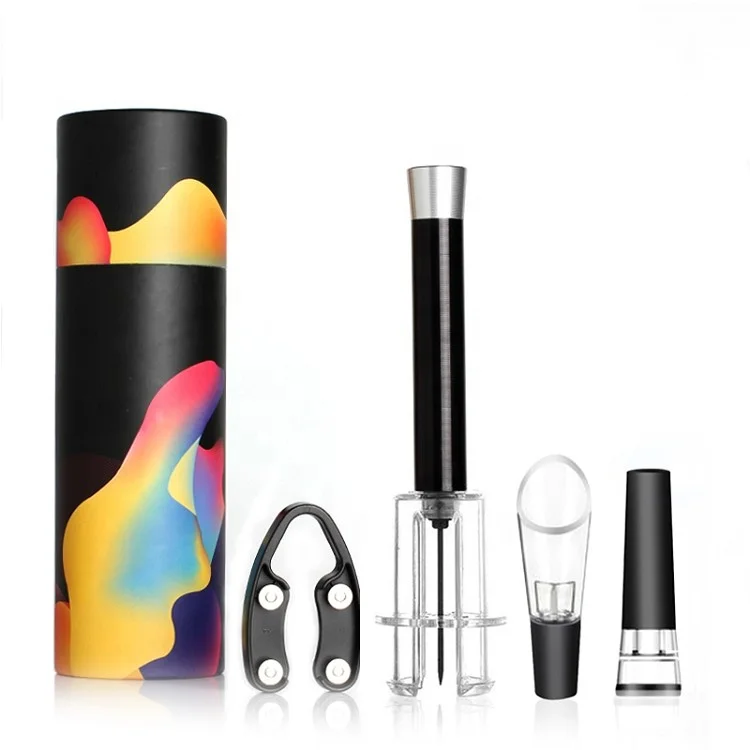 

Hot selling Promotional Aluminum Alloy Tube Air Pump Wine Bottle Opener gift set items for clients, Customized