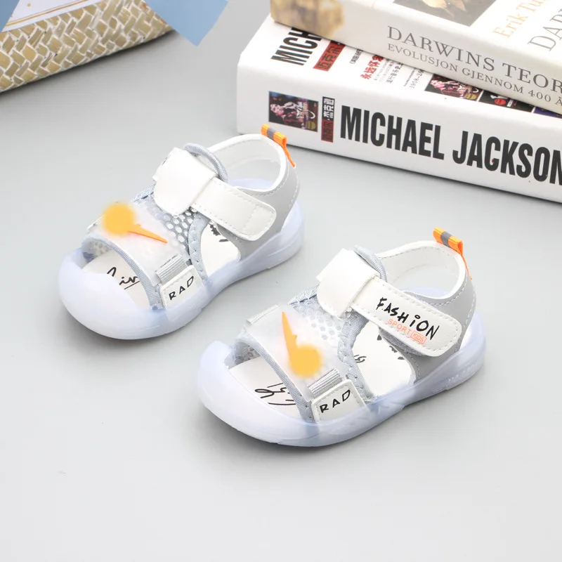 

Baby sandals summer Baotou baby shoes 1-3 years old non-slip soft-soled toddler shoes boys and girls net shoes, Multicolor