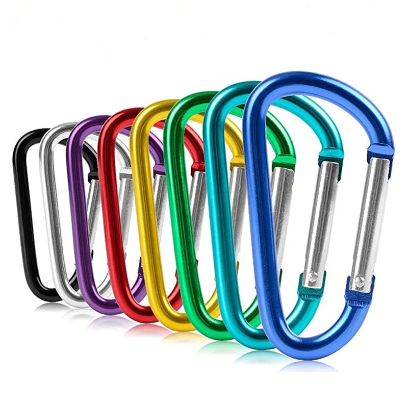 

6cm promotional gift aluminum D shape carabiner clip climbing carabiner for key