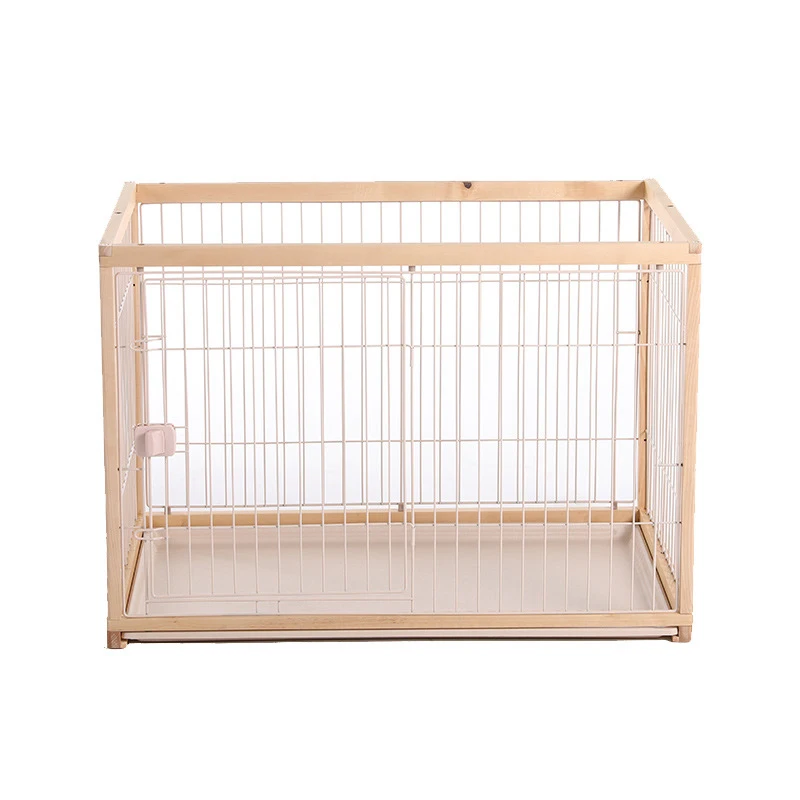 

Removable brown Rubber Wood Dog Kennel Iron Fence Pet Cage