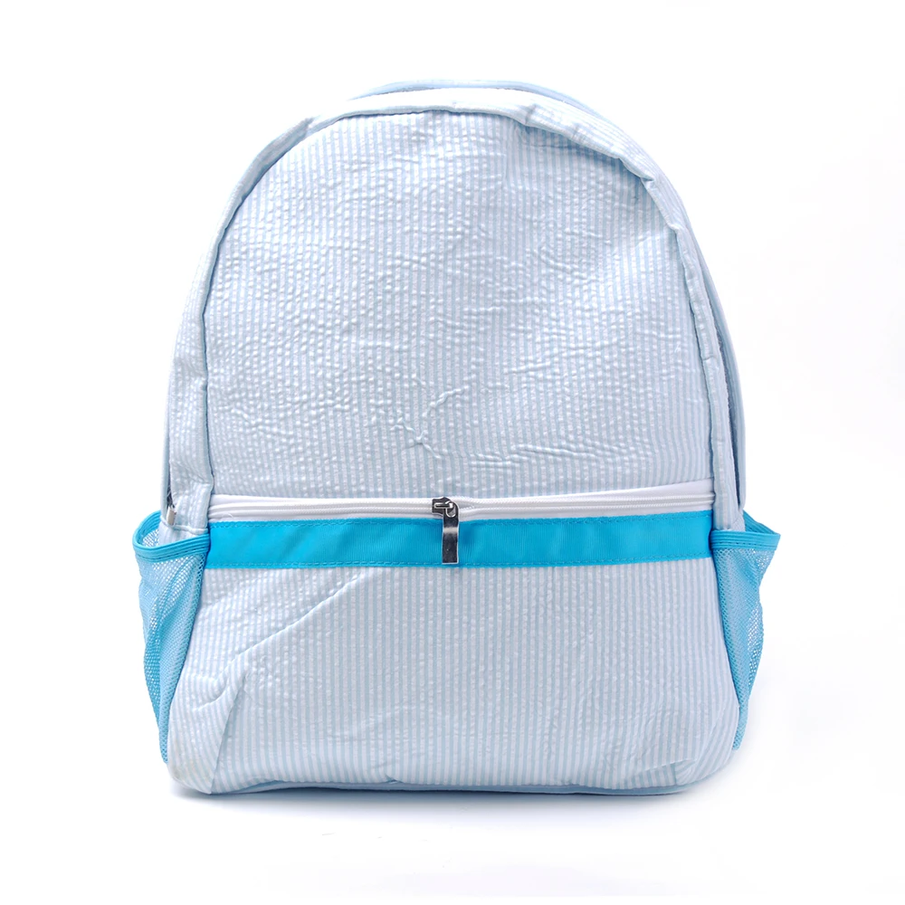 

Wholesale Blanks Monogrammed Cotton Full Size Seersucker Backpack DMA7031, Accept custom made