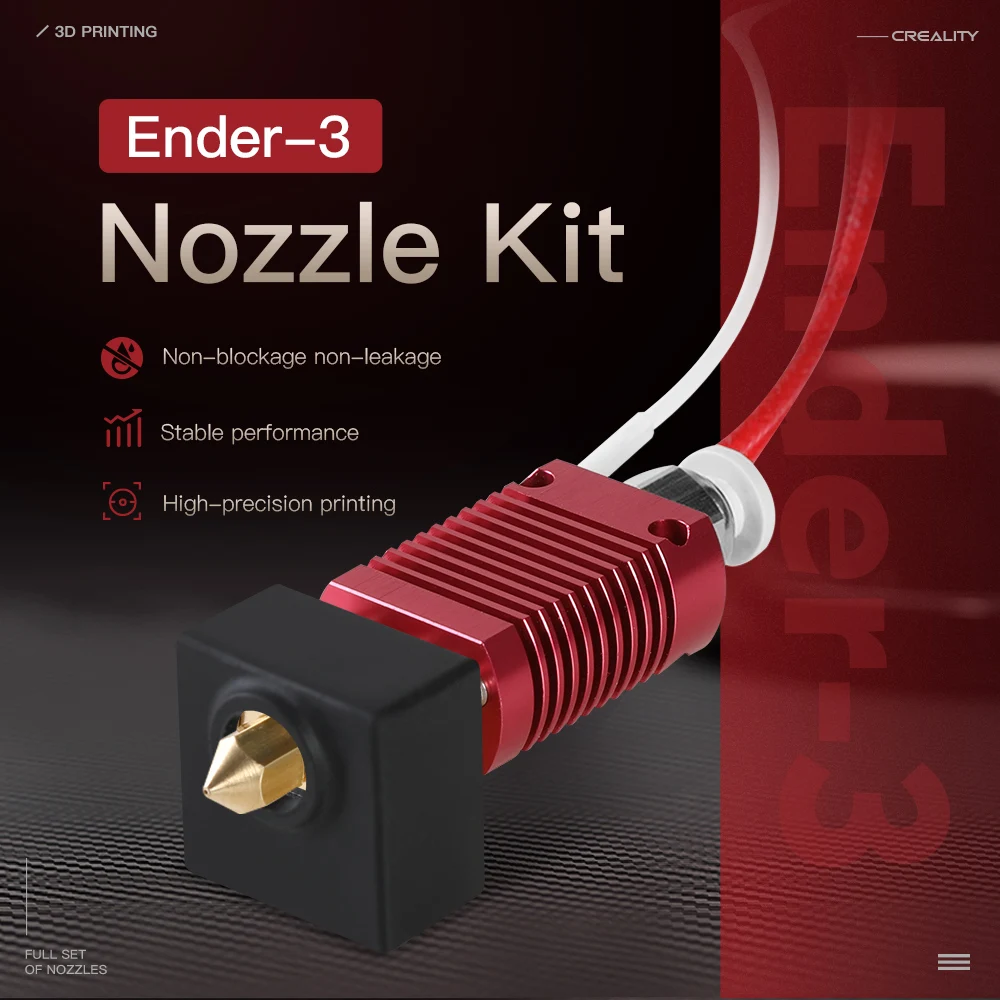 
Creality Ender 3 Parts Nozzle 0.4mm 3D Printer Stable Performance Red Color 3D Print Nozzle Kit 