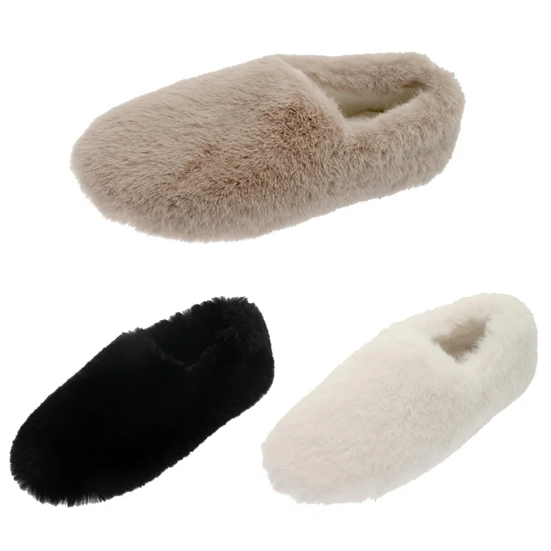 

2021 new winter Cozy Womens Loafers Mule Slippers mules plus size comfortable flats cow suede leather furry slippers