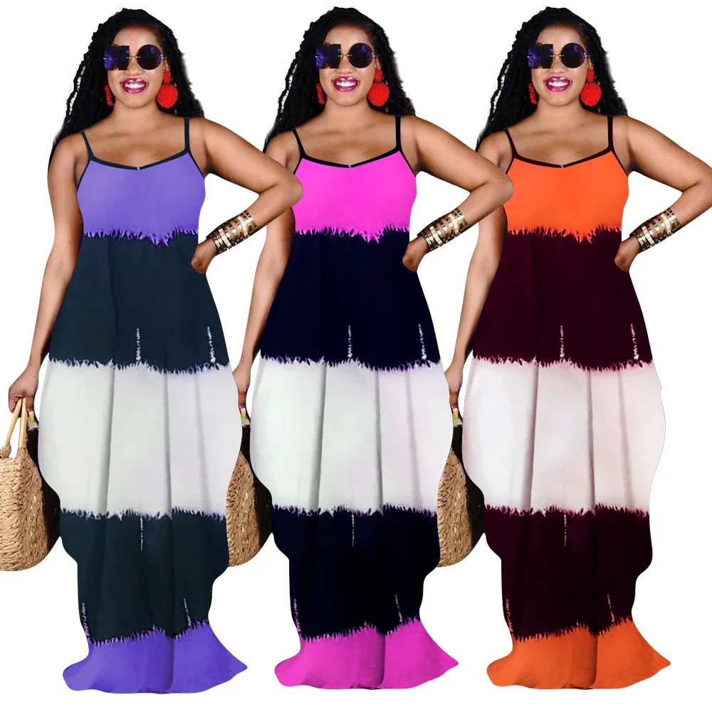 

DUODUOCOLOR Summer new style fashion sleeveless suspenders long skirt prints loose women casual dresses D10509