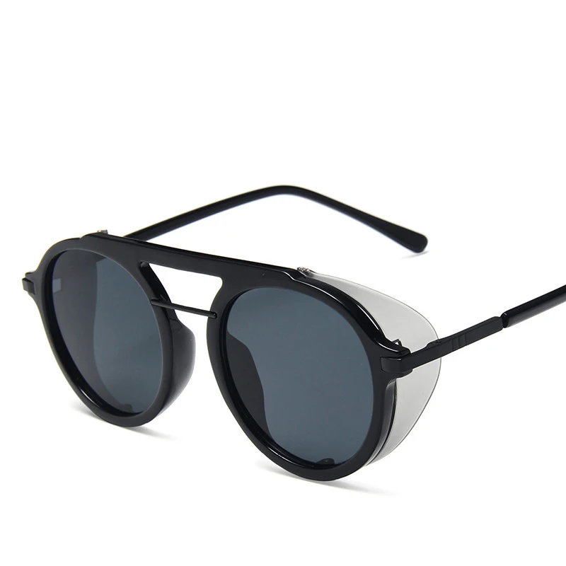 

wholesale circle retro steampunk eyewear custom logo brand design round sunglasses women men