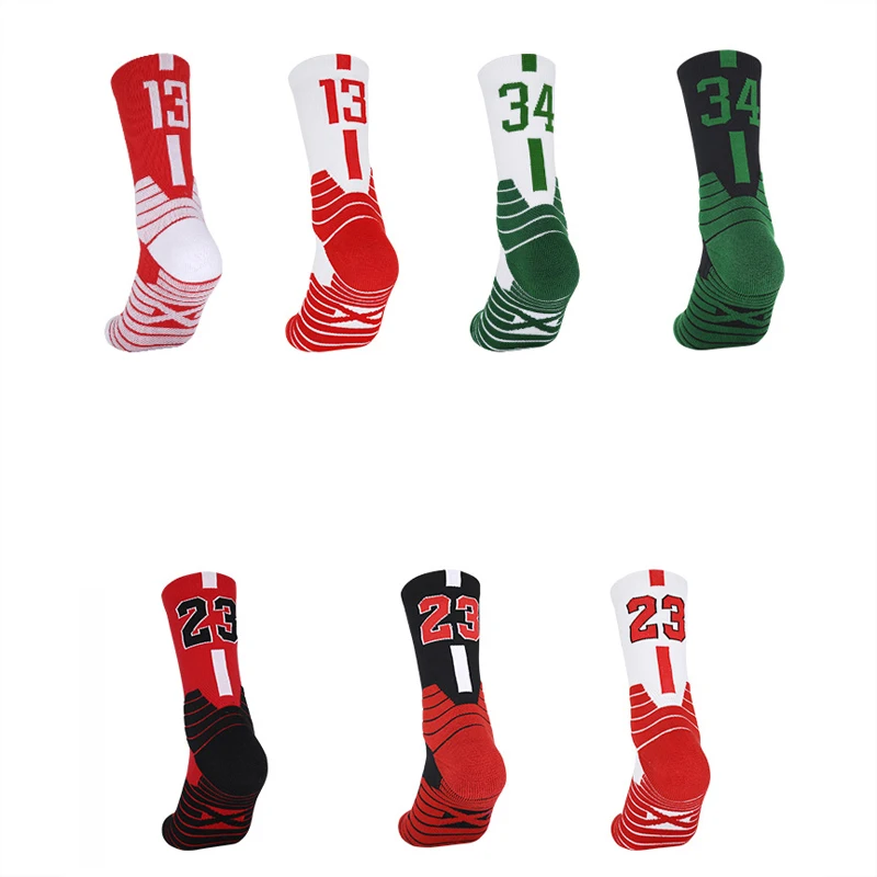 

Socks Basketball Sports Socks Mid-calf Length Anti-skid Number Wholesale Men Soft Socks, Custom color
