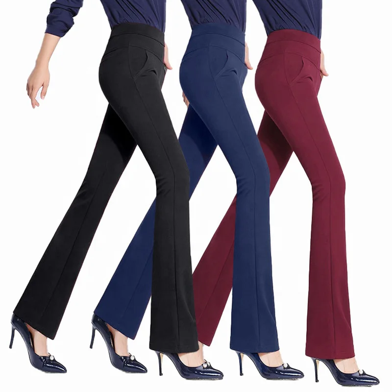 

Women's Trousers & Pants 2020 high waist pants pockets office formal pants Leg Slacks for middle aged ladies men's trousers
