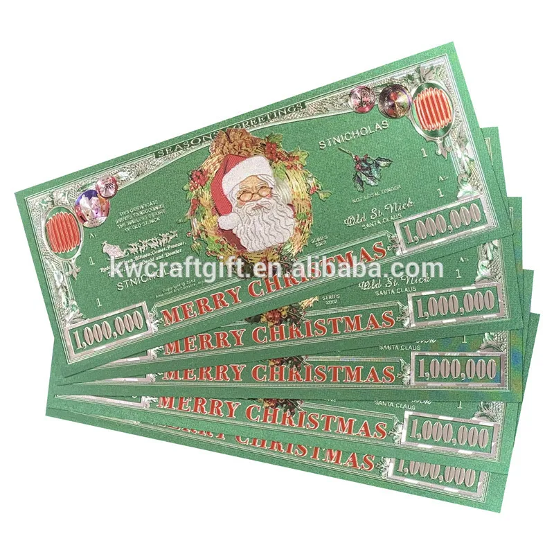 

souvenir Merry Christmas gift gold plated foil banknote gift million Christmas dollar bills