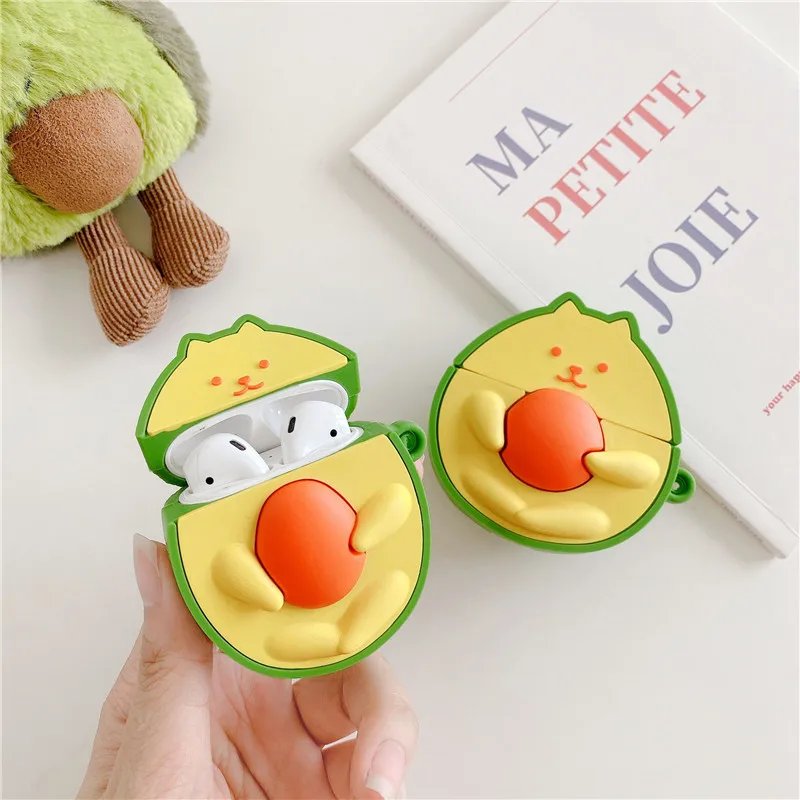 

2020 New 3D Cartoon Fruit Avocado Cat Cute Designers Silicone Cases Cover for Airpods 1/2 for Airpods Pro