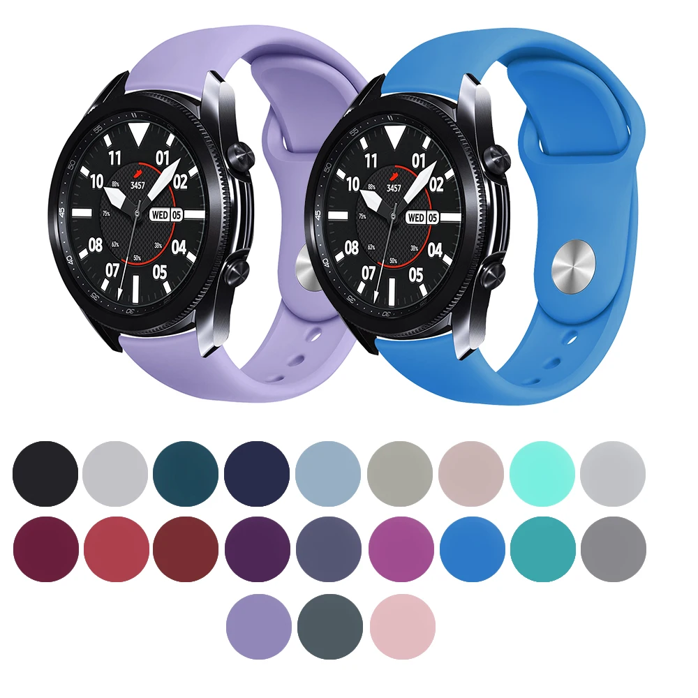 

Colorful 41mm 45mm Rubber Strap Quick Release Wrist Band for Samsung Galaxy Watch 3 20mm Silicone Watch Bands, Black, white, sand pink, navy blue, rock blue, baby blue, red, purple