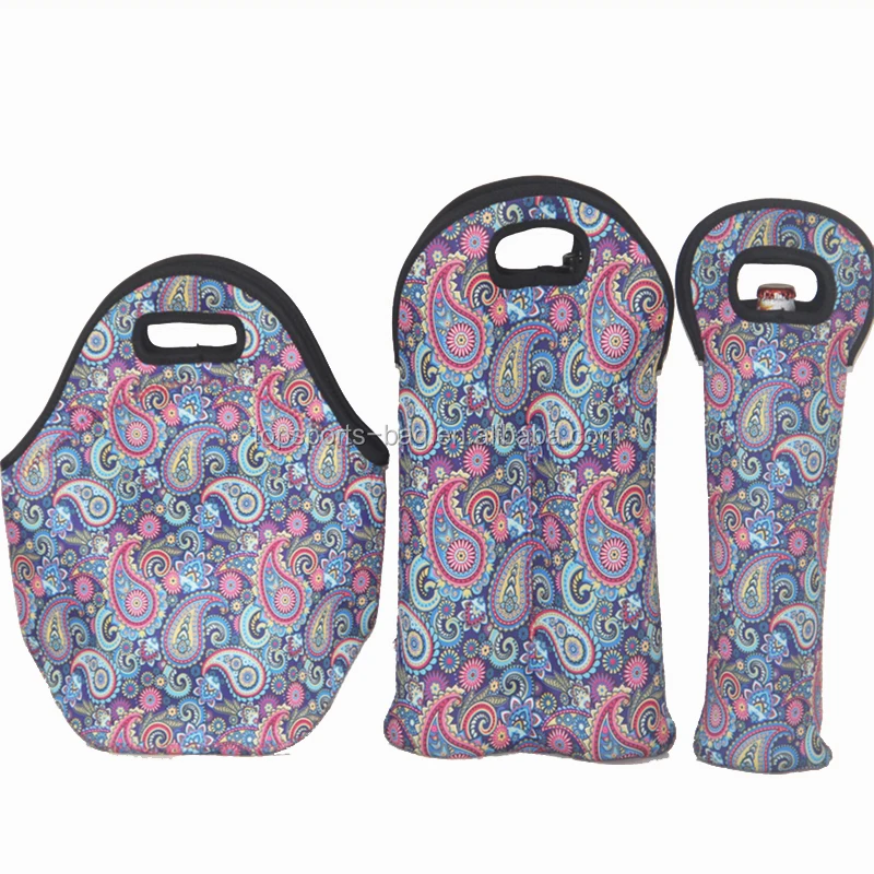 

Floral Paisley Insulated Neoprene Lunch Bag Tote Box for Work