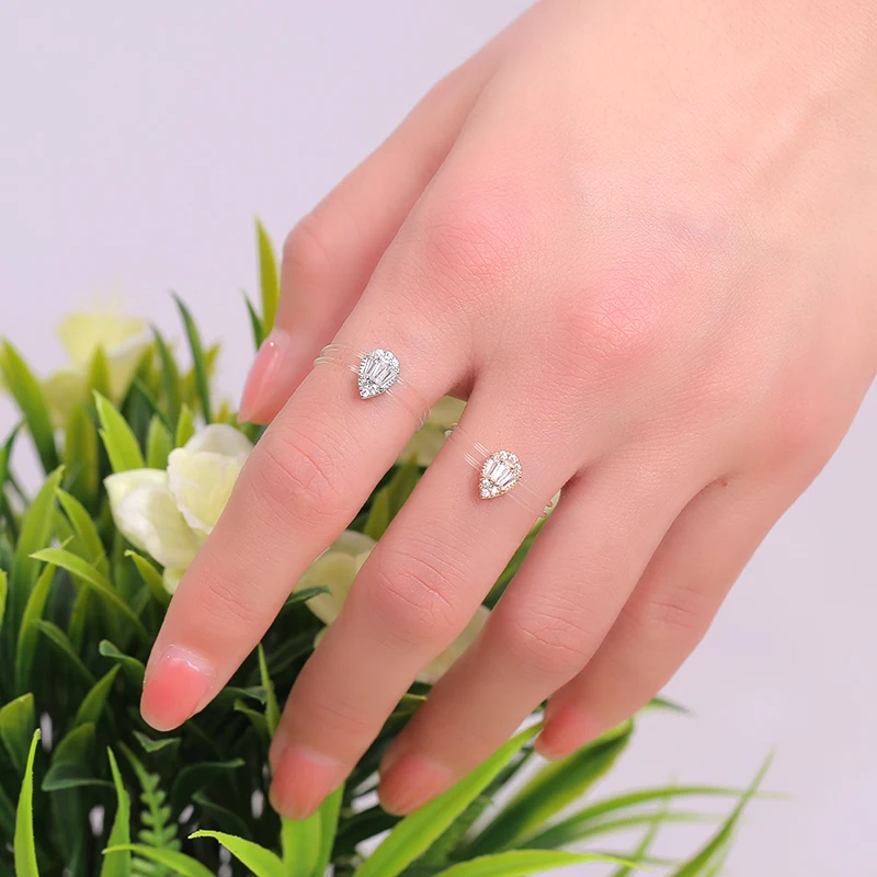 

New style jewelry accessory geometric zircon ring transparent line brass rings for women