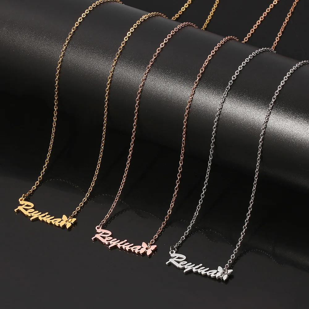 

LONGWAY Hot Selling Customized Pendant Brass Material 3D Personalized Name Custom Letter Necklace, Gold,silver,rose gold