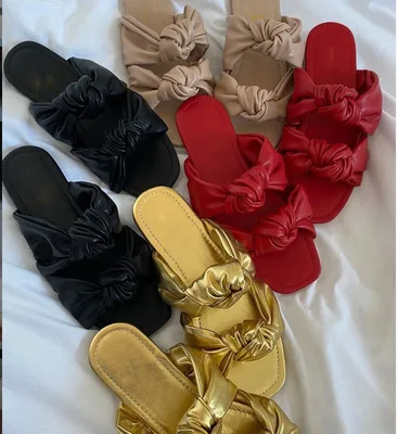 

Hot Style Slippers Women's Bow Flat Fashion Sandals Ladies Slipper Sandals, Khaki,black,red