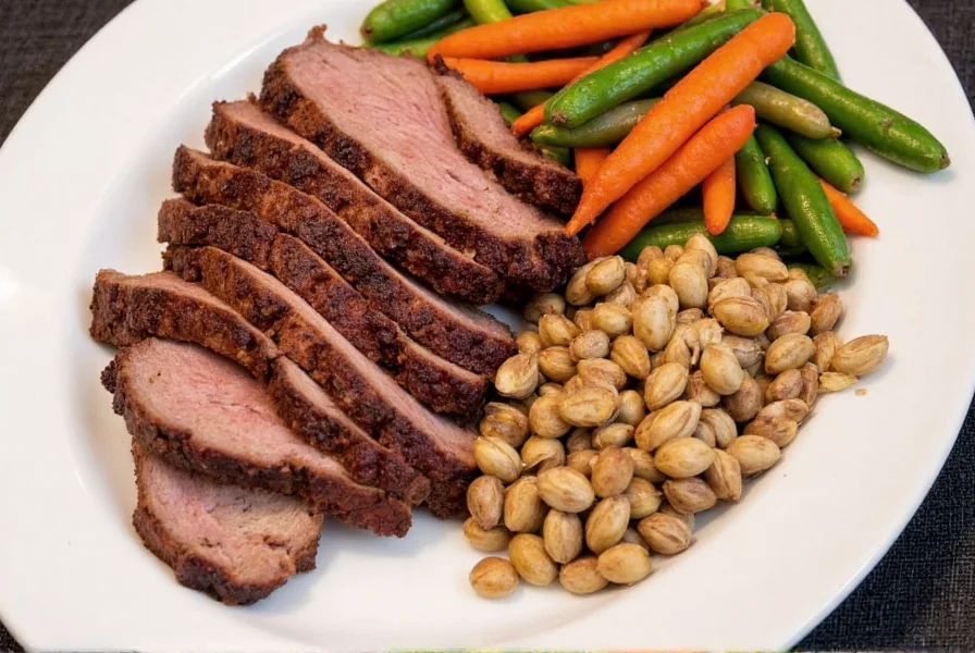 Sliced beef brisket platter with sides