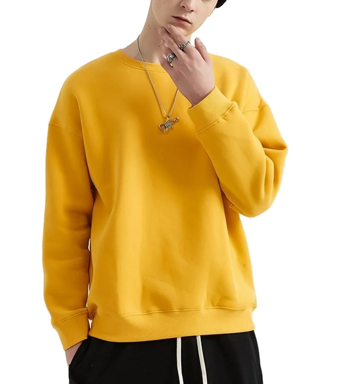 

Custom High Quality Crewneck Plain Sweatshirt Fleece Pullover Sweatshirt Wholesale Bright Solid Color Customized Logo Lined