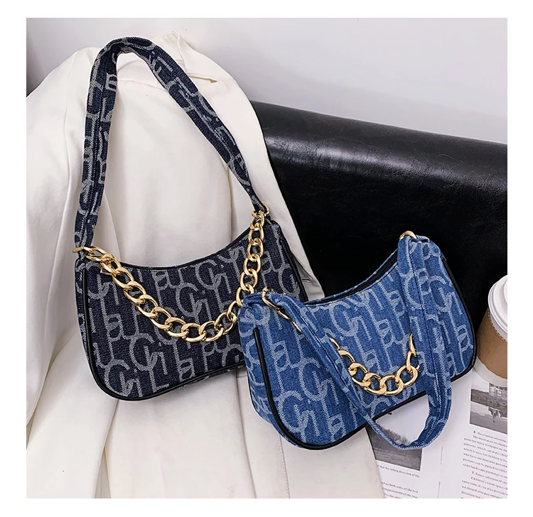 

2021 fashion lady messenger bag women's shoulder bag Korean designer denim girl Myanmar handbag