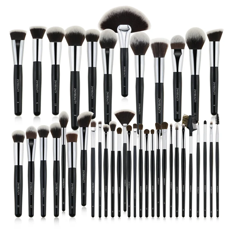 

ZNYBEAUTY black brochas de maquillaje 40pcs powder foundation Eye Blending makeup brush set vegan make-up brushes