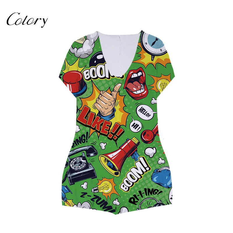 

Colory With Matching Socks Palin Color Onesie Shorts Women, Picture shows