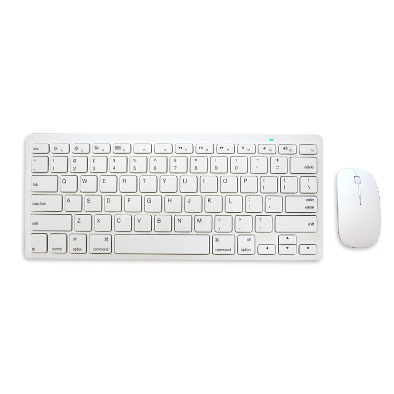 

Office cheap abs aluminium slim portable 2.4G white colored wireless computer gaming keyboard and mouse for iMac, White black