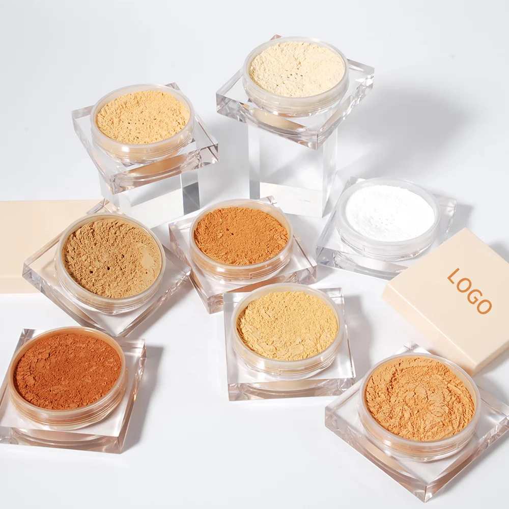 

16 colors private label cosmetic loose powder makeup vegan control effect setting powder