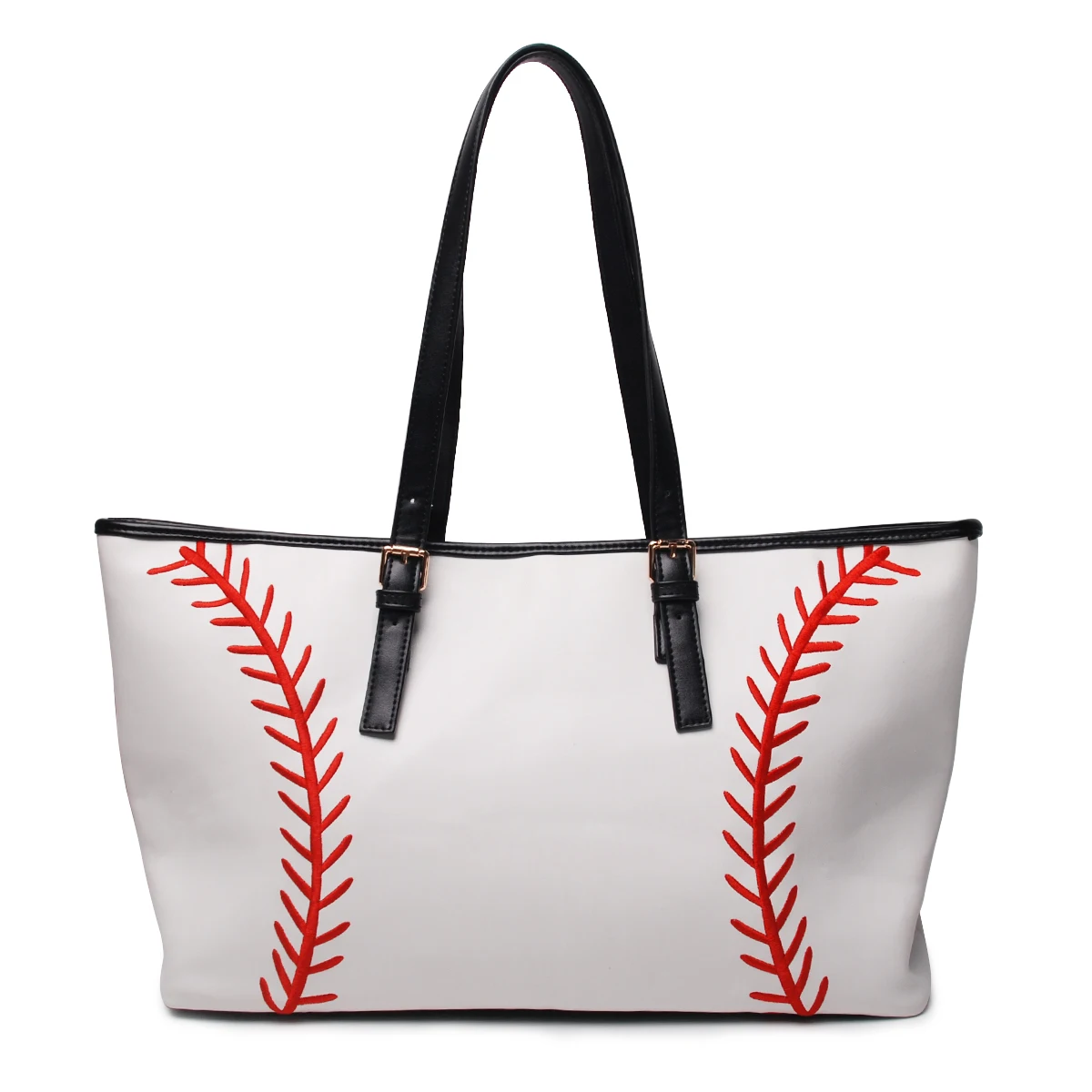 

Wholesale Embroidery White Baseball Extra Large PU Tote Bag DOM1477