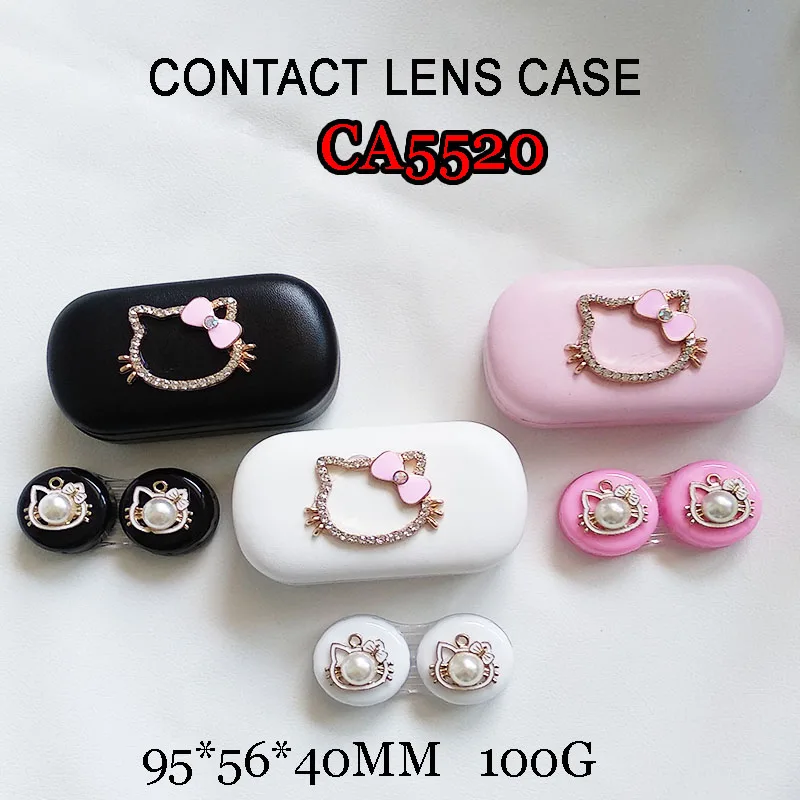 

diamond kitty contact lens case, PU iron travel mate/box CA5520