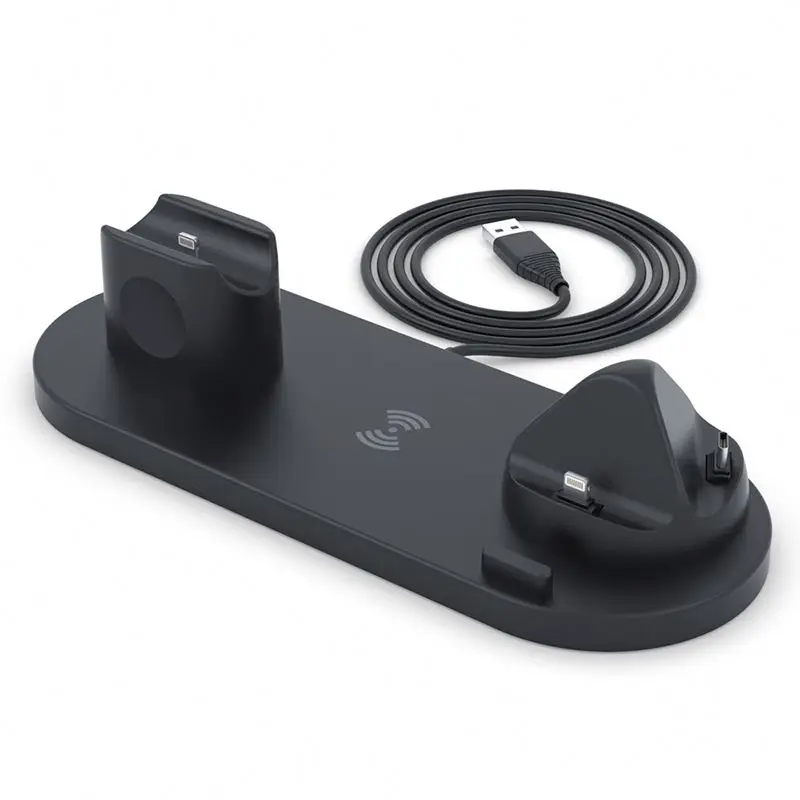 

3 in 1 docking station for apple REKss 2a phone charger, Black white pink