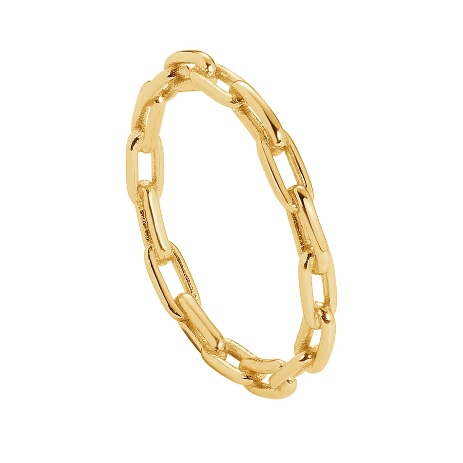 

Wholesale fashion jewellery 925 Sterling silver cuban 18K gold jewelry chain link ring for women