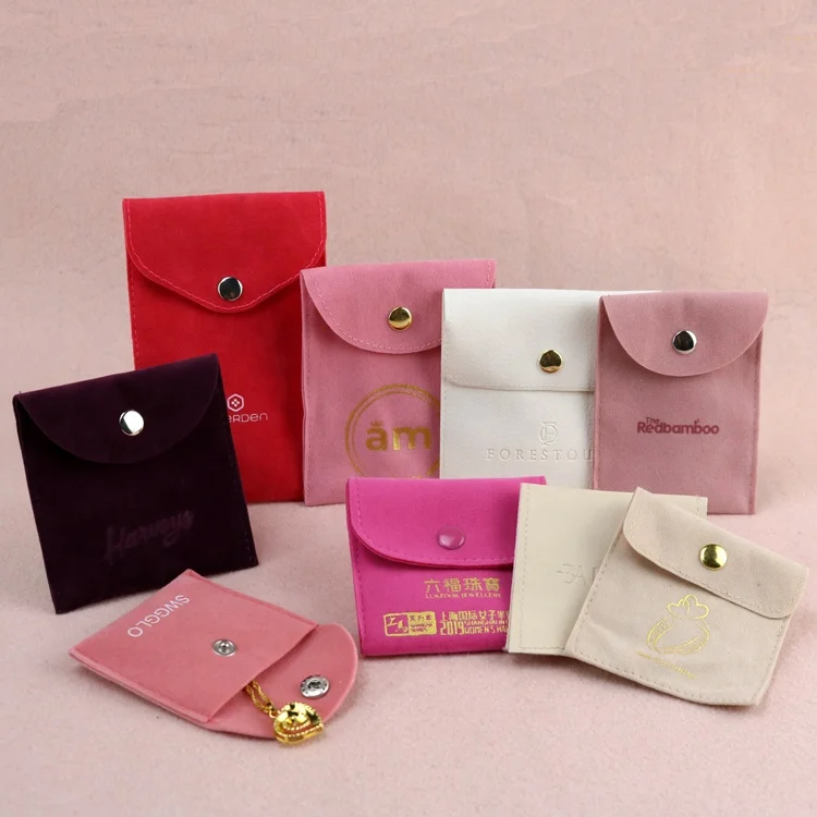 

high quality suede jewelry pouch bags/pink custom velvet pouch with logo, Customized color