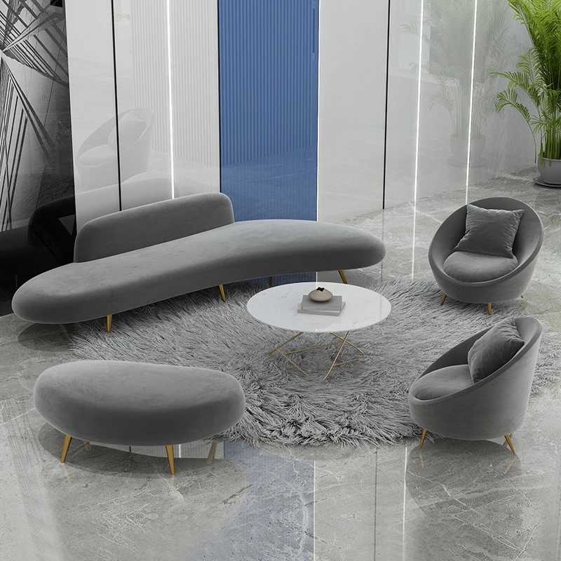 Modern luxury velvet sofa furniture comfortable living room grey velvet sofa