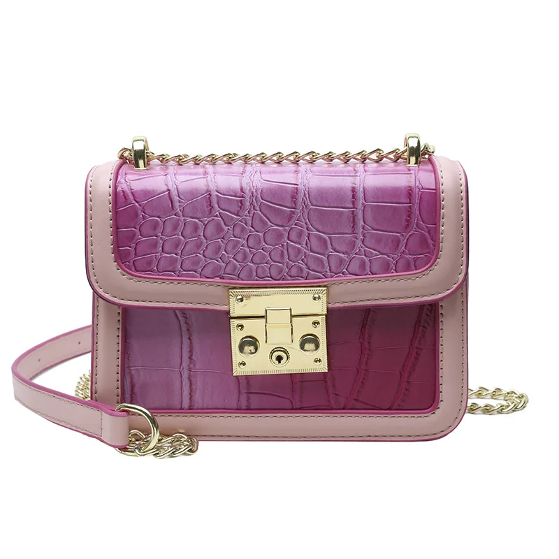

Gradient Color Women Pu Leather Small Crossbody Bags Handbags Chic Lock Lady Chain Shoulder Messenger bags