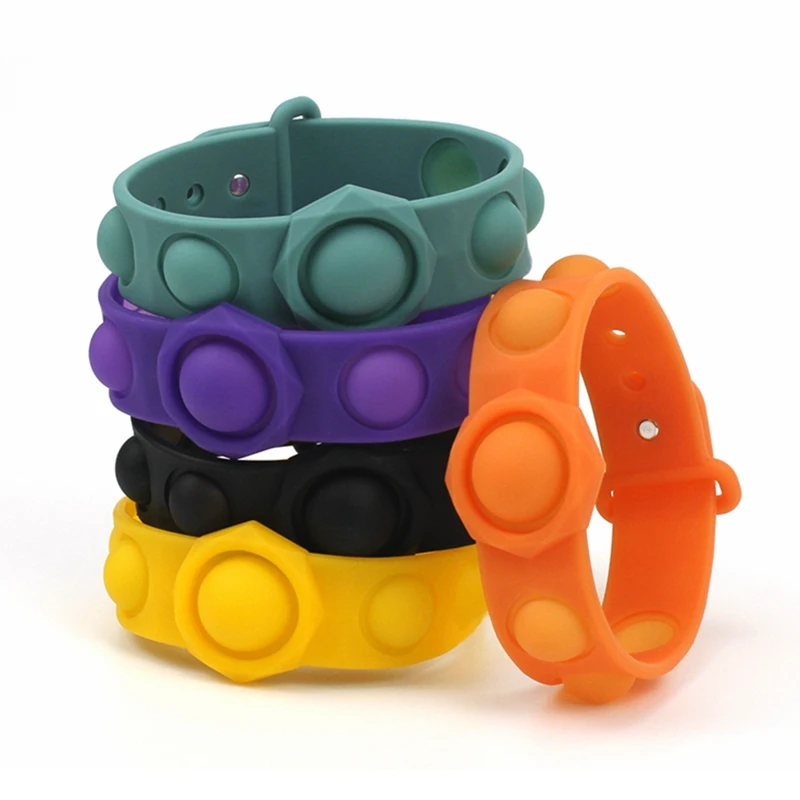 

New Push Pop Sensory Fidget Toys Stress Relief band Toy Wearable Sensory Wristband Pop it Bracelet for teens, Colorful