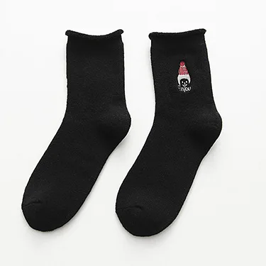 

Winter Funny Clown Embroidered Terry Socks and Velvet Padded Warm Ladies Curling Tube Personality Socks