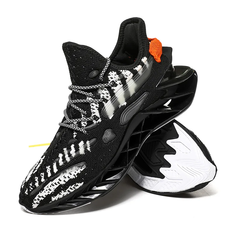 

New flying woven blade shoes, fluorescent fashion leisure sports shoes, trend, breathable mesh running shoes