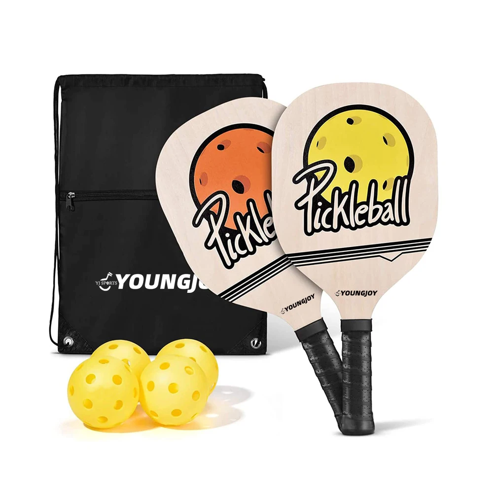 

Pickleball Paddle Wood Set 2 Paddles 2 Balls Carry Bag High Quality Portable Wooden Pickleball Paddle Set, Customized