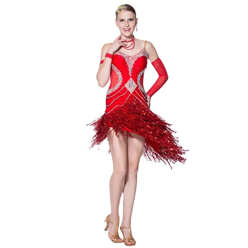 

L-13317 new national standard Latin costume beaded tassel dance dress performance costume competition samba dress for adult, Customer choice