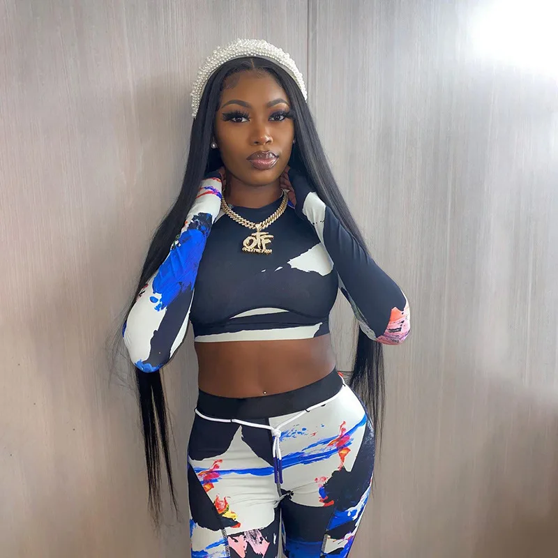 

2021 New Style Long Sleeve High Waist Tracksuit 2 Piece Suits Women Skinny Jogger Set Women, Picture color