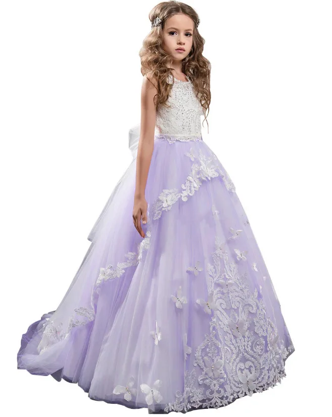 

S0122A 2021 Good quality princess party wear sleeveless long kids girls flower girl dresses wedding